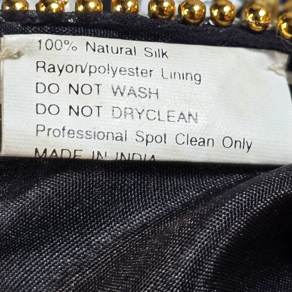 Vintage Swee Lo Silk Beaded Dress With Ornate Floral Design & Sequins - Picture 6 of 9